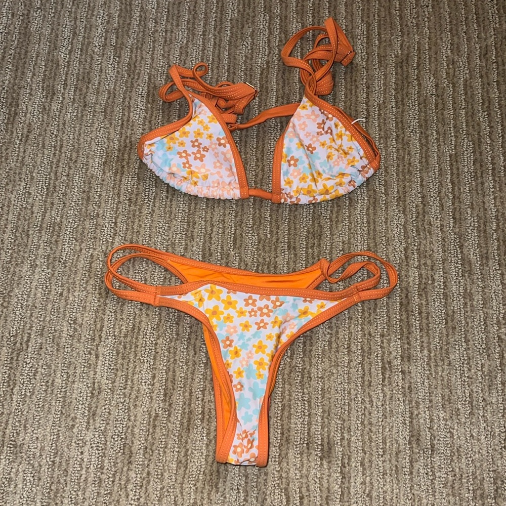 Orange flower bikini